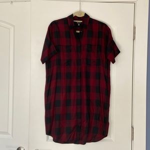 XS black and red Madewell button down shirt dress with pockets